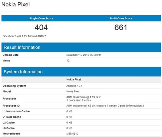 诺基亚新机现身：Android7.0+骁龙200 